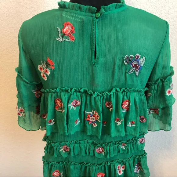Zara floral embroidered chiffon top - Picture 3 of 5